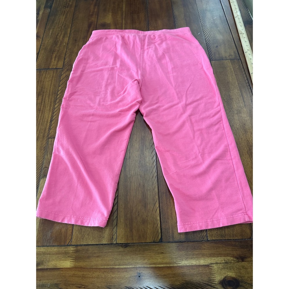Onque Casual Pink Cropped Sweatpants Rhinestone Pocket Wide Leg XL